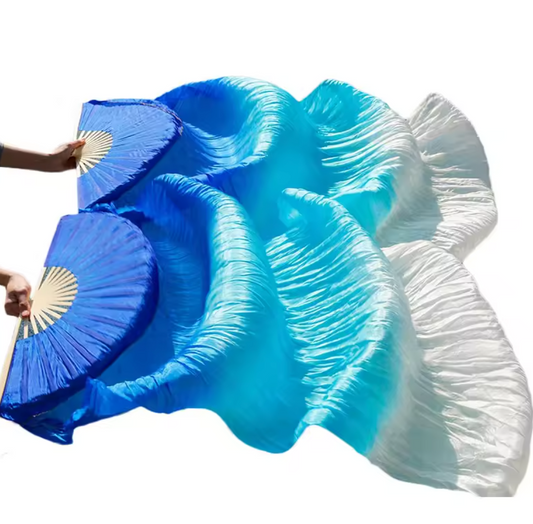 Blue Fire Bamboo Silk Worship Fan